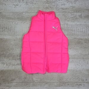 Puma Bright Neon Pink Girls Winter Vest XXS 3-4